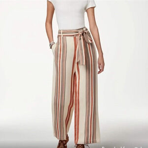 Rebecca Minkoff Molly Striped Pants Sz 4 Linen Cotton Natural Fabric